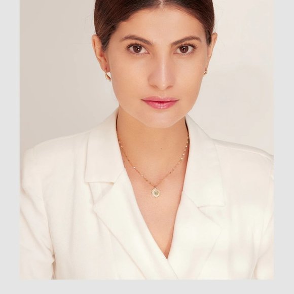 New 18K Gold Plated Sunflower Natural Stone Necklace - Picture 4 of 7